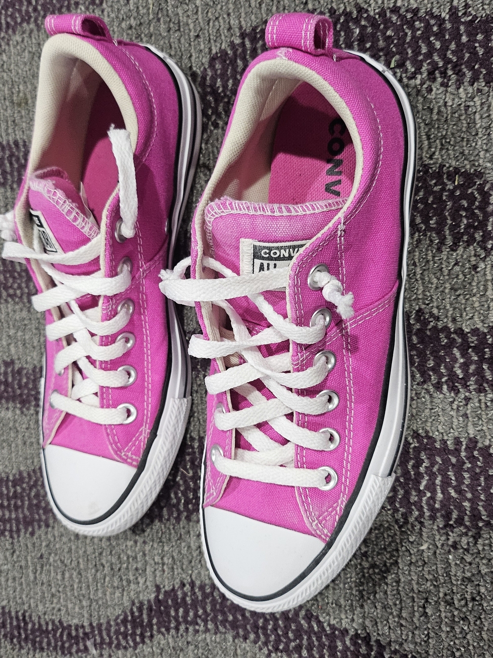Converse Bright Pink Low-Top Canvas Sneakers with White Trim